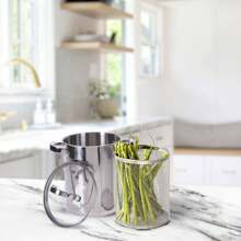 Well Home Caçarola de espargos Wellhome em aço inox Ø16x21cm com fundo encapsulado e tampa de vidro. Frete grátis em 24/72 horas - Multicolorido - Ver 5