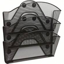 4175BL Onyx Magnetic Triple File Pocket – 4 Heavy-Duty Magnets For Metal Or Fabric Surfaces – Commercial-Grade Steel Mesh Design - Durable Powder Coat Finish – 13"L X 4.25"W X 13.5"H
