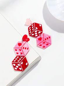 1 Cặp Hoa tai hình xúc xắc hình học 3D Acrylic thời trang, Thiết kế ba chiều nhiều màu sắc, Thích hợp cho phụ nữ đeo trong lễ hội - xúc xắc - Xem 8