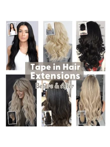 20pcs/30g Seamless Tape-In Hair Extensions, Real Human Straight Hair, Skin-Friendly Adhesive, Salon Quality, For Women, Suitable For Halloween Costumes - S6/613 - View 8