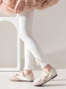 Solid Cropped Pants For Girls In Spring And Autumn, Butterfly 1 Pack - White - View 5