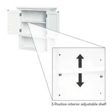Somerset Two-Door Bathroom And Laundry Wall Mount Storage Medicine Cabinet With Open And Adjustable Shelf - White - White - View 5