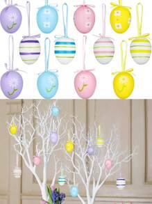 12 piezas de adornos colgantes de huevos de Pascua de colores, adecuados para el árbol de Pascua, decoración de canastas, suministros para fiestas, hogar, mesa, decoración de habitaciones, se pueden usar como árbol de Pascua, decoración de fiestas en el hogar, decoraciones de Pascua o centro de mesa para el comedor. - Multicolor - Ver 5