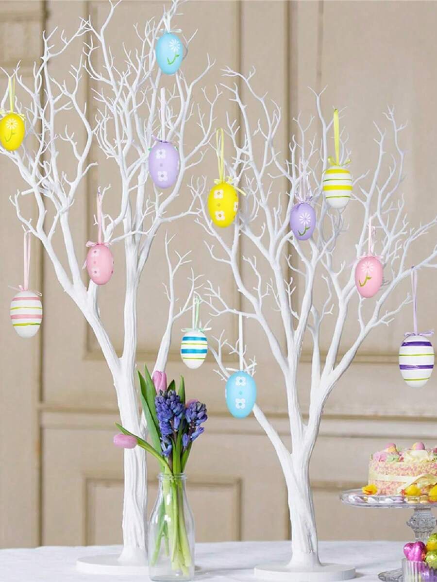 12 piezas de adornos colgantes de huevos de Pascua de colores, adecuados para el árbol de Pascua, decoración de canastas, suministros para fiestas, hogar, mesa, decoración de habitaciones, se pueden usar como árbol de Pascua, decoración de fiestas en el hogar, decoraciones de Pascua o centro de mesa para el comedor. - Multicolor - Ver 1