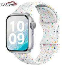 PAKRYS 闪亮花朵图案运动表带兼容 38 毫米 40 毫米 41 毫米 42 毫米 44 毫米 45 毫米 49 毫米，柔软硅胶防水表带兼容 Apple Watch Series Ultra 9 8 7 6 5 4 3 2 1 SE