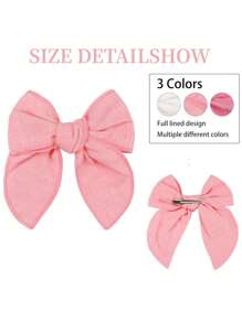 3 件装女孩蝴蝶结鳄鱼发夹小女孩幼儿中性手工发饰 - 彩色 - 查看 3