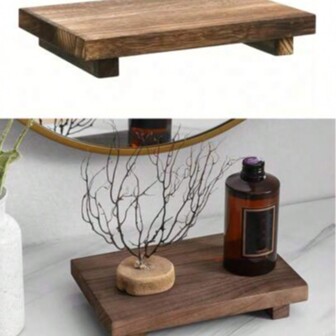 1 件木制托盘展示架，浴室/厨房水槽肥皂/蜡烛/植物架，适用于浴室和厨房的农舍装饰