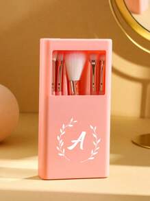 Pink Cosmetic Brush Sets With Mirrors, With Olive Branch Wreath Pattern White Letters A~Z (Excluding Q/U/X), Boxed Cosmetic Brush Sets, Multifunctional Cosmetic Brushes With Mirror Boxes, Mini Multifunctional Cosmetic Pens,Brush Set,Makeup Brush Kit,Make Up Brush Set,Make Up Set Complete,Makeup Brush Set,Complete Makeup Kit,Brush Kit,Brushes Makeup Set,Makeup Gift Set,Set