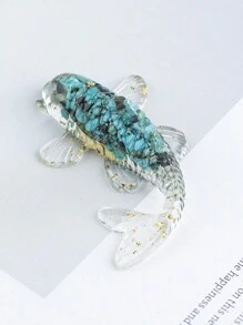 1个迷你小鱼桌面摆件，复古个性化锦鲤鱼，微景观树脂工艺品，适合作为送给朋友的小礼物 - 彩色 - 查看 2