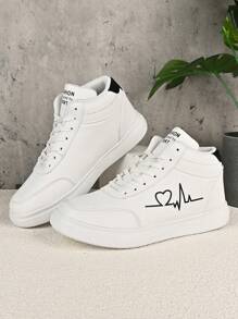 户外舒适男士休闲鞋 厚底防滑男士运动鞋 新款时尚男鞋 优质登山鞋 新款春夏跑步鞋 百搭高帮增高鞋（不对称图案） - 白色 - 查看 6