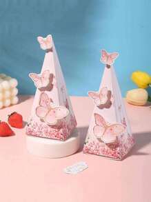 5pcs Butterfly Gift Box, Triangular Butterfly Theme Birthday Wedding Family Holiday Party Gift Packaging Supplies - 5PCS - View 3