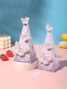 5pcs Butterfly Gift Box, Triangular Butterfly Theme Birthday Wedding Family Holiday Party Gift Packaging Supplies - 5PCS - View 4