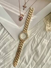 GUQI 品牌 1 件女士经典金表，时尚女士手表，精致的母亲节礼物，耐磨抗氧化，石英机芯，钻石水钻适合休闲、节日、派对穿着，礼物创意 - 均碼 - 查看 8