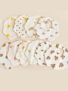 5/3件装随机8.66英寸*8.66英寸婴儿碎花围兜，新生儿口水巾，婴儿喂奶拍嗝巾