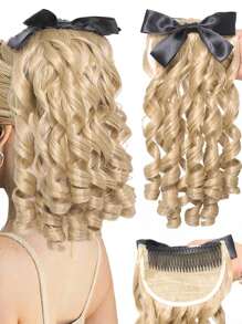 14英寸/11英寸合成复古马尾辫带梳子欧式公主卷发蓬松马尾辫夹式发尾自然假发接发 - 彩色 - 查看 4