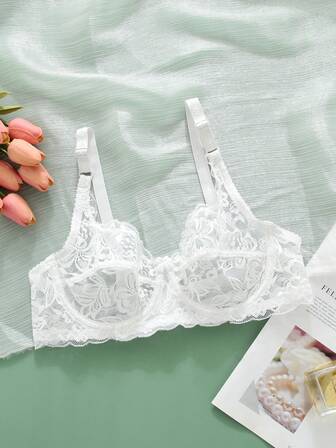 2ST Elegant spetsbh för kvinnor Sexig bh för kvinnor push up bh sheer bh massiv rosett Sexiga underkläder för kvinnor underkläder bygel ofodrade bh:ar