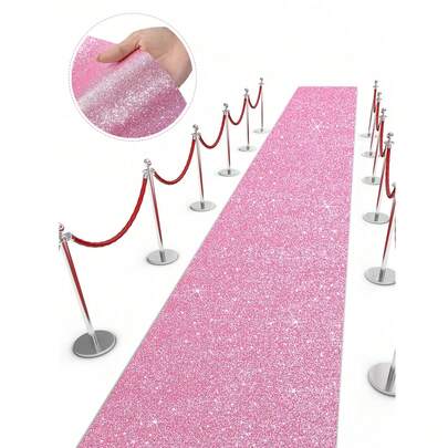 1 Stück glitzernder rosa funkelnder Teppich, Hochzeit Geburtstags Feier dekorativer Teppich, geeignet für Veranstaltungen, Partys, Hochzeiten, kommerzielle Dekoration, Innen- und Außenbereich, Hochzeitsparty Zubehör, Heimdekoration, Hochzeitsdekoration, Geburtstagsparty Dekoration