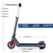 COBIZI Kids Electric Scooter Adjustable Height & Speed 150W Kids Electric Scooter For Ages 6-14 Max 10 MPH And 7 Mpg 80 Minutes Ride Time Colorful Rainbow Lights Foldable Scooter For Boys Girls E-Scooter - Blue - View 2