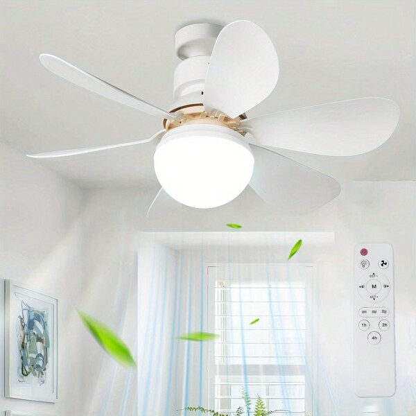 Ventilador de techo con luz y control remoto, ventilador silencioso con iluminación, regalo para el hogar en verano, apto para cocina/baño/despensa/sala de lavado/armario/cuarto de servicio
