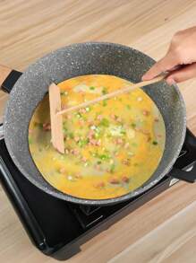 1 Set (1pc Skillet +1pc Applicator) Flat Skillet, Crepe Pan, Tortilla Pan, Flat Skillet, Omelet And Kitchen Induction Cooker Pan, Pancake Pan Round Skillet With Cooling Handle, This Crepe Pan Can Be Used On Gas, Induction Cooker, Electric Stove, Electric Ceramic Stove And Other Stoves