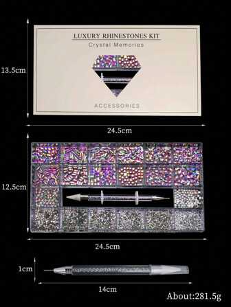 21 Rejillas Diamante de cristal 3D brillante mixto AB Decoraciones de Rhinestone de arte de uñas Juego de bolígrafo de punteado Joyería de moda Diseño de manicura Accesorio Suministros para uñas Encantos para uñas Gemas para uñas