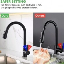 1pc Pull-Down Sprayer Kitchen Faucet Black, 360 Degree Kitchen Sink Mixer Taps Pull Out Spout Spray Single Lever Mono Tap- Included Accessory Kit