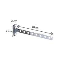 Perchero de pared de acero inoxidable, gancho para abrigos, tendedero giratorio, ahorro de espacio, para dormitorio, baño, lavadero, cromo pulido - Plateado - Ver 5