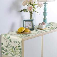 1pc Eucalyptus Leaf Table Runner For Spring, Green Sage Color Tablecloth, Seasonal Table Mat, Suitable For Kitchen Dining Table Decor, Indoor Outdoor Party, Seasonal Home Decor