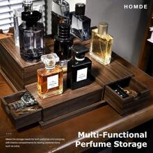 Cologne Organizer For Men - 4 Tier Perfume Display Tray With Hidden Drawers - Perfect For Men Essentials Accessories - A Great Gift For Men - Brown - View 8