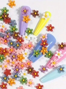 50 件混合 3D 五瓣花指甲饰品套装 - 无香味，非常适合 DIY 美甲和修脚