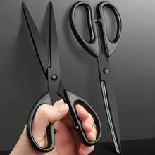 1pc Black Stainless Steel Scissors - Sharp, Non-Stick, Scissors Suitable For Fabric, Sewing, Home, Kitchen And Office Use - Durable Tailor Scissors With Comfortable Grip, Rust-Proof, Battery-Free - Black - View 3