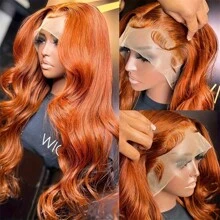 34Inch 250 Density Red Body Wave 13x4 HD Lace Front Wigs Human Hair Pre Plucked With Baby Hair 12A Brazilian Remy Wavy 13x4 Lace Frontal Human Hair Wigs For Women Red Color - S350 - 查看 2