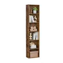 VASAGLE Bücherregal, mit 6 Ebenen, Standregal, Aufbewahrungsregal, für Wohnzimmer, Büro, Schlafzimmer, Arbeitszimmer, skandinavischer Stil, 24 x 40 x 178,5 cm, weiß LBCDE167T14 - Mokka-Braun - Übersicht 3