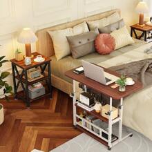 Escritorio Elevable con Ruedas y 3 Niveles, Mesa Auxiliar Ajustable para Laptop 60*40cm - Granate - Ver 7