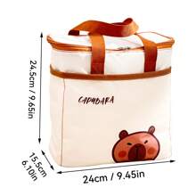 1pc Portable Large Capacity Capybara Insulated Lunch Bag, Cute Cartoon Pattern Thermal Lunch Box Bag, Waterproof & Dustproof Food Container Storage Bag, Reusable Cooler Bag, Picnic Bag, Suitable For Student And Adult Use In Home, School, Dorm, Office, Outdoor Camping, Picnic, Travel, Back To School