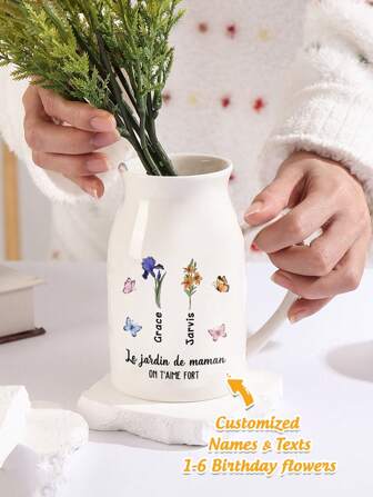 1pc Personalized Home Decoration Vase, Customizable Name, Birthday Flower, Text, Can Be Customized With Multiple Cute, Daily, Colorful, Fashionable Styles, Valentine's Day Gifts, Birthday Gifts, Mother's Day Gifts, Daily Gifts, Exquisite Home Decoration Vase Graduation,Multi-Functional, ,Ornamental,Reusable,Exquisite,Stylish,High-Quality,Colorful,Modern,Custom,Personalized,Unique,Home Refresh