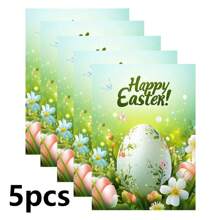 5 sztuk/opakowanie Wielkanocne karty upominkowe, wiadomość Dziękuję Pozdrowienia Kwiatowa pocztówka, przyjęcie Upominki Mini karta dekoracyjna