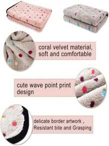 1pc Blue Polka Dot Warm Coral Fleece Blanket For Small/Medium/Large Dogs, Couch/Bed Cover Throw Rug