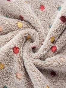 1pc Blue Polka Dot Warm Coral Fleece Blanket For Small/Medium/Large Dogs, Couch/Bed Cover Throw Rug