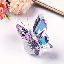 1 Piece Exquisite Multicolor Crystal Butterfly Figurine Colorful Butterfly Figurine With Crystal Ball Base, Small Glass Butterfly Statue Gifts For Women Men, Cute Animal Ornament Collectible For Home Office Decoration Ideal Gift For Christmas, Mother's Day, Father's Day, Valentine's & Weddings Birthday Graduation