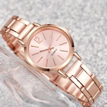 Set de 2 piezas de lujo dorado - Reloj de mujer y pulsera Love de acero inoxidable, un regalo para mujeres