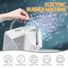 Máquina de Bolhas com Luz de LED, Adequada para Brincadeira com Água Interior/Exterior, Soprador de Bolhas Portátil, Presente de Festa e Aniversário (Baterias e Líquido de Bolhas Não Incluídos)