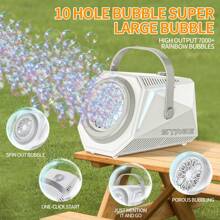 Máquina de Bolhas com Luz de LED, Adequada para Brincadeira com Água Interior/Exterior, Soprador de Bolhas Portátil, Presente de Festa e Aniversário (Baterias e Líquido de Bolhas Não Incluídos)