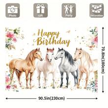 Fondo multiusos para fiesta de cumpleaños con tema de caballos - Poliéster, sin necesidad de energía - Adecuado para decoración de dormitorio y sala de estar, decoración de caballos, fondo para eventos