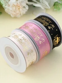 1roll 5yard Happy Birthday Ribbon, Birthday Cake Pattern Rope Ribbon, Birthday Gift Wrapping Supplies For Party Decor Crafts Wrapping Birthday Decor Gift Sealing Ribbon, Party Favor, DIY Decorative Bow Ribbon, DIY Flower Bouquet Decor, Home Decor Room Decor Table Decor, Birthday Gifts