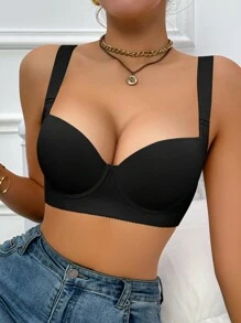 Black Comfortable Bra, Women's Underwear, Lift And Support Bra, Suitable For Daily Wear