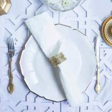 20 Stücke weiße Pappteller für Partys, 25,4 cm elegante Dinner-Teller mit goldenem Rand, Einwegteller für Hochzeiten und Geburtstage