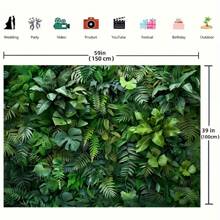 1pc Multi-Use Green Polyester Greenery Photography Background, No Power Needed, Lifelike Forest Fabric Wall Art, Suitable For Wedding, Party, Birthday, Outdoor Event, Home Office Decor, Universal Backdrop - Multicolor - View 2