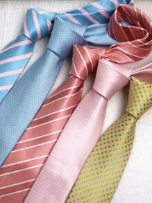 1 条男女通用蓝色和粉色手工领带，适合休闲、街头服饰和商务男士领带