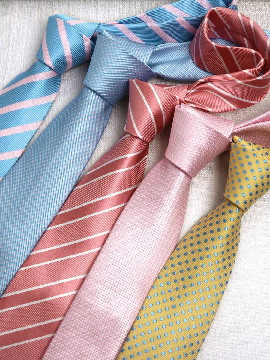 1 条男女通用蓝色和粉色手工领带，适合休闲、街头服饰和商务男士领带